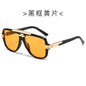 (6 PACK) Wholesale Sunglasses Trendy New Arrival Square Vintage Square Fashion Metal 2024 - BulkSunglassesWholesale.com - Black Frame Yellow Lens