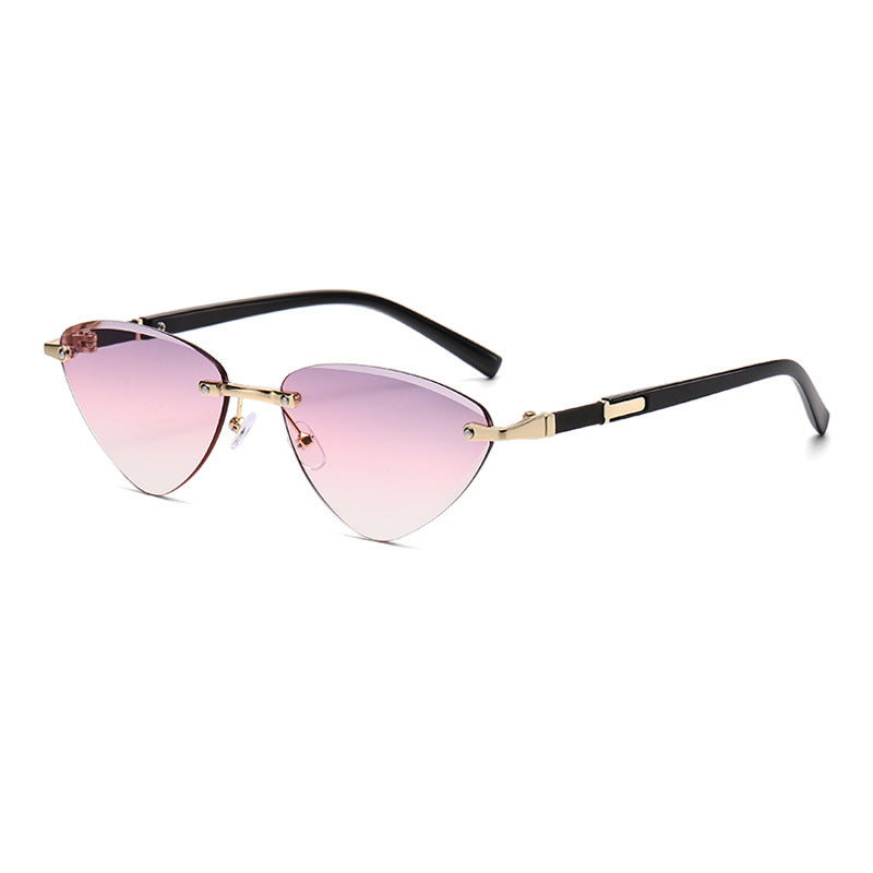 (6 PACK) Wholesale Sunglasses Fashion Triangle Cat Eye Women Unique Cut Edge 2024 - BulkSunglassesWholesale.com - Purple Pink White
