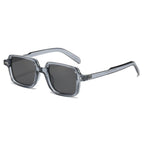(6 PACK) Wholesale Sunglasses Women Men Vintage Square Rivet 2025 - BulkSunglassesWholesale.com - Clear Grey Frame Black Lens