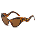 (6 PACK) Wholesale Sunglasses Unique New Arrival Cat Eye Trendy Women 2024 - BulkSunglassesWholesale.com - Leopard Print Frame Tea Lens