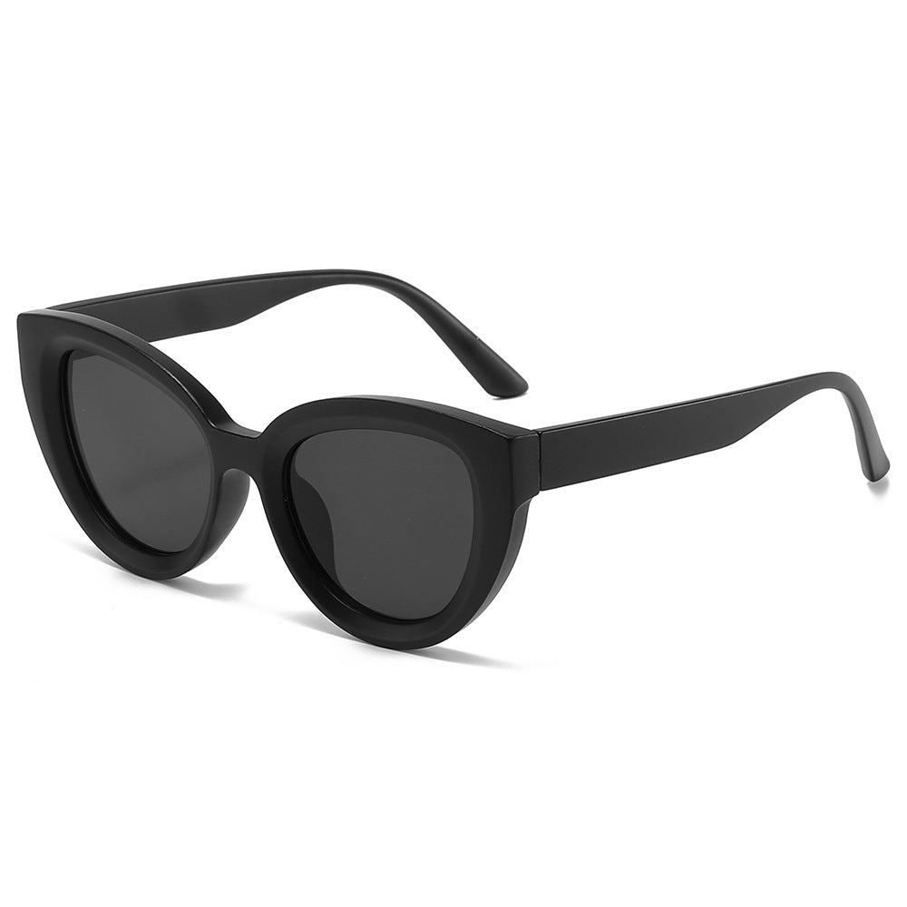 (6 PACK) Wholesale Sunglasses New Arrival Oversized Cat Eye Unique Fashion Street 2024 - BulkSunglassesWholesale.com - Black Frame Black Lens