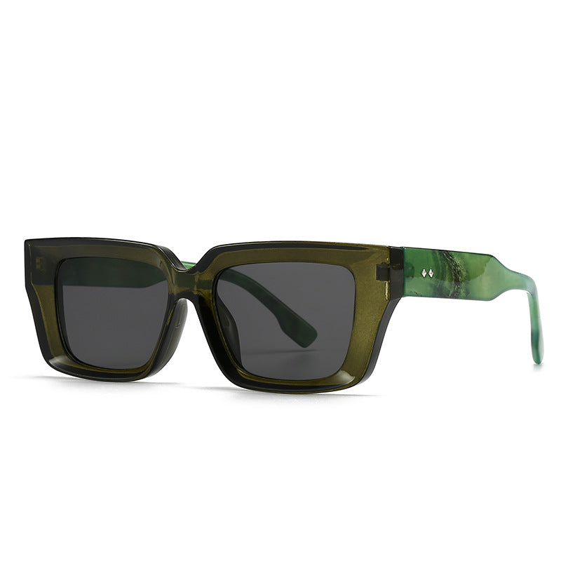 (6 PACK) Wholesale Sunglasses Trendy Street Antiblue Light Women 2024 - BulkSunglassesWholesale.com - Green Frame Black Lens