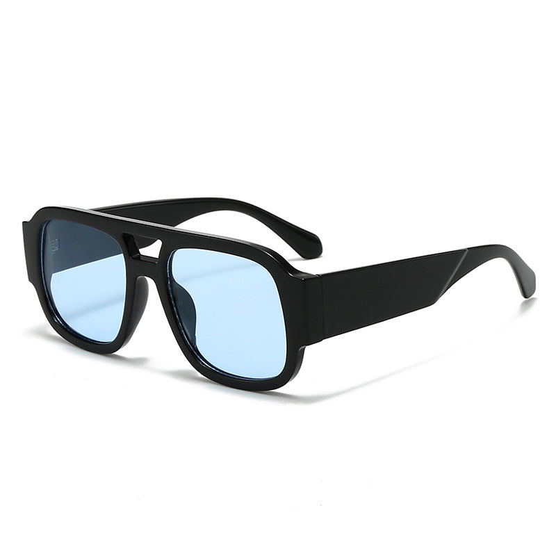 (6 PACK) Wholesale Sunglasses New Arrival Fashion Unisex Outdoor Sport Unique 2025 - BulkSunglassesWholesale.com - Black Frame Blue Lens