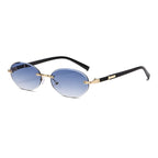 (6 PACK) Wholesale Sunglasses Trendy Cut Edge Unique Round New Arrival Rimless Hip Hop 2024 - BulkSunglassesWholesale.com - Gradient Blue