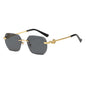 (6 PACK) Wholesale Sunglasses New Arrival Women Rimless Cut Edge Fashion Square 2024 - BulkSunglassesWholesale.com - Gold Frame Black Grey