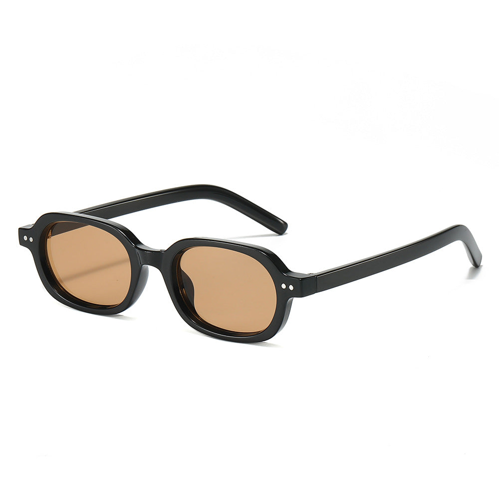 (6 PACK) Wholesale Sunglasses Small New Arrival Unisex Oval Small 2025 - BulkSunglassesWholesale.com - Black Frame Tea Lens