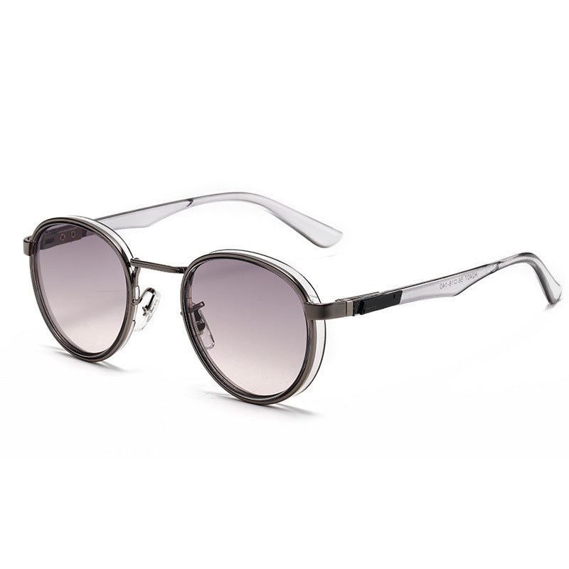 (6 PACK) Wholesale Sunglasses Metal Vintage Trendy Street 2024 - BulkSunglassesWholesale.com - Gunmetal Frame Purple