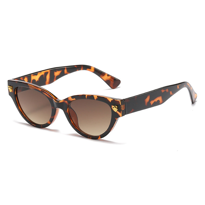 (6 PACK) Wholesale Sunglasses Fashion Cat Eye Unique Women New Arrival Leopard Head Street 2024 - BulkSunglassesWholesale.com - Leopard Print Frame Gradient Tea