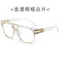 (6 PACK) Wholesale Sunglasses Metal Square Trendy Women 2024 - BulkSunglassesWholesale.com - Gold Transparent Frame Clear Lens