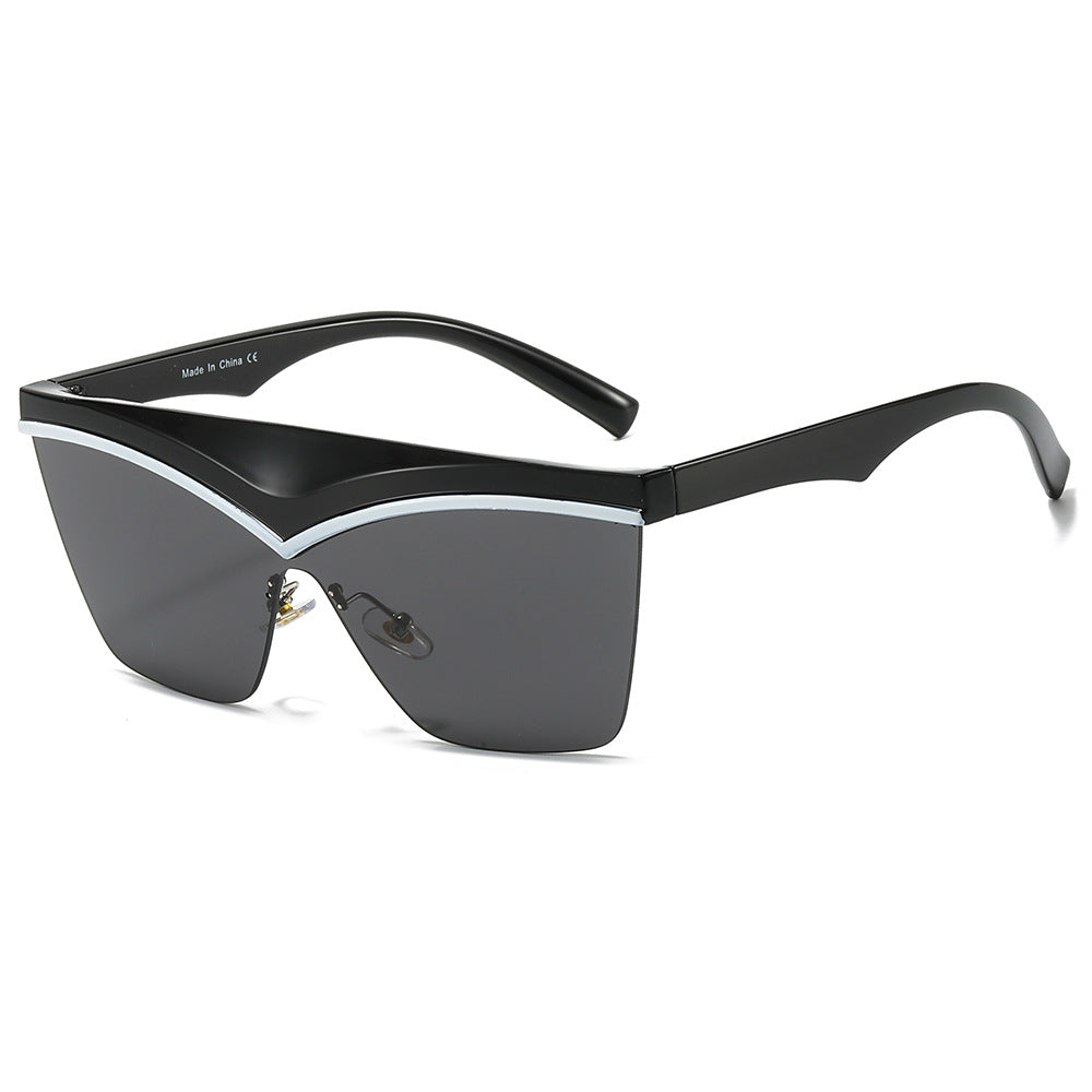 (6 PACK) Wholesale Sunglasses New Arrival Polygon Unique Square One Piece Fashion 2024 - BulkSunglassesWholesale.com - Black Frame Black Lens