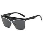 (6 PACK) Wholesale Sunglasses New Arrival Polygon Unique Square One Piece Fashion 2024 - BulkSunglassesWholesale.com - Black Frame Black Lens