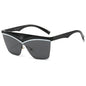 (6 PACK) Wholesale Sunglasses New Arrival Polygon Unique Square One Piece Fashion 2024 - BulkSunglassesWholesale.com - Black Frame Black Lens