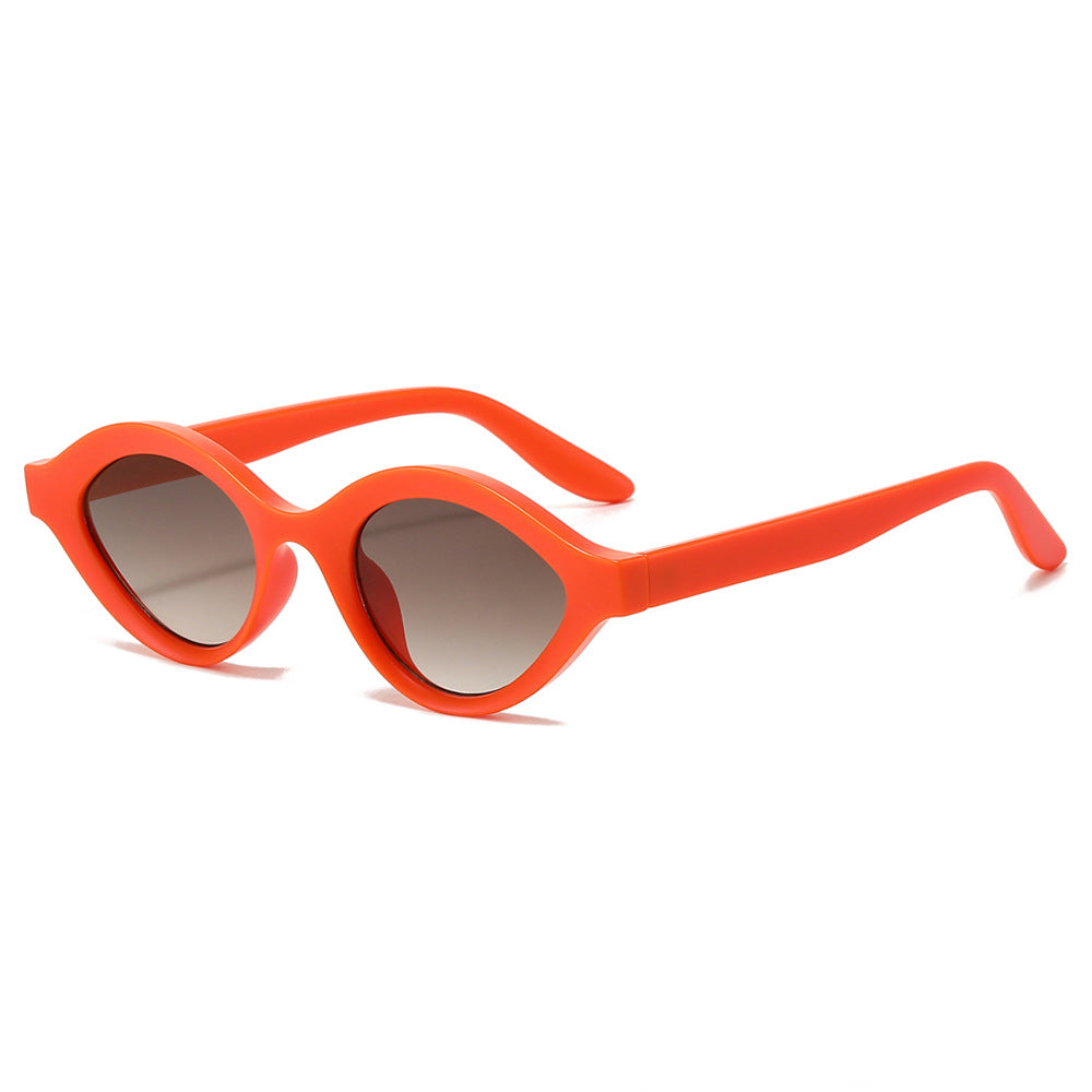 (6 PACK) Wholesale Sunglasses Fashion New Arrival Oval Small Unique Unisex 2024 - BulkSunglassesWholesale.com - Orange Frame Gradient Tea Lens