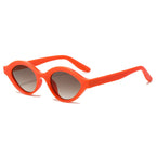(6 PACK) Wholesale Sunglasses Fashion New Arrival Oval Small Unique Unisex 2024 - BulkSunglassesWholesale.com - Orange Frame Gradient Tea Lens