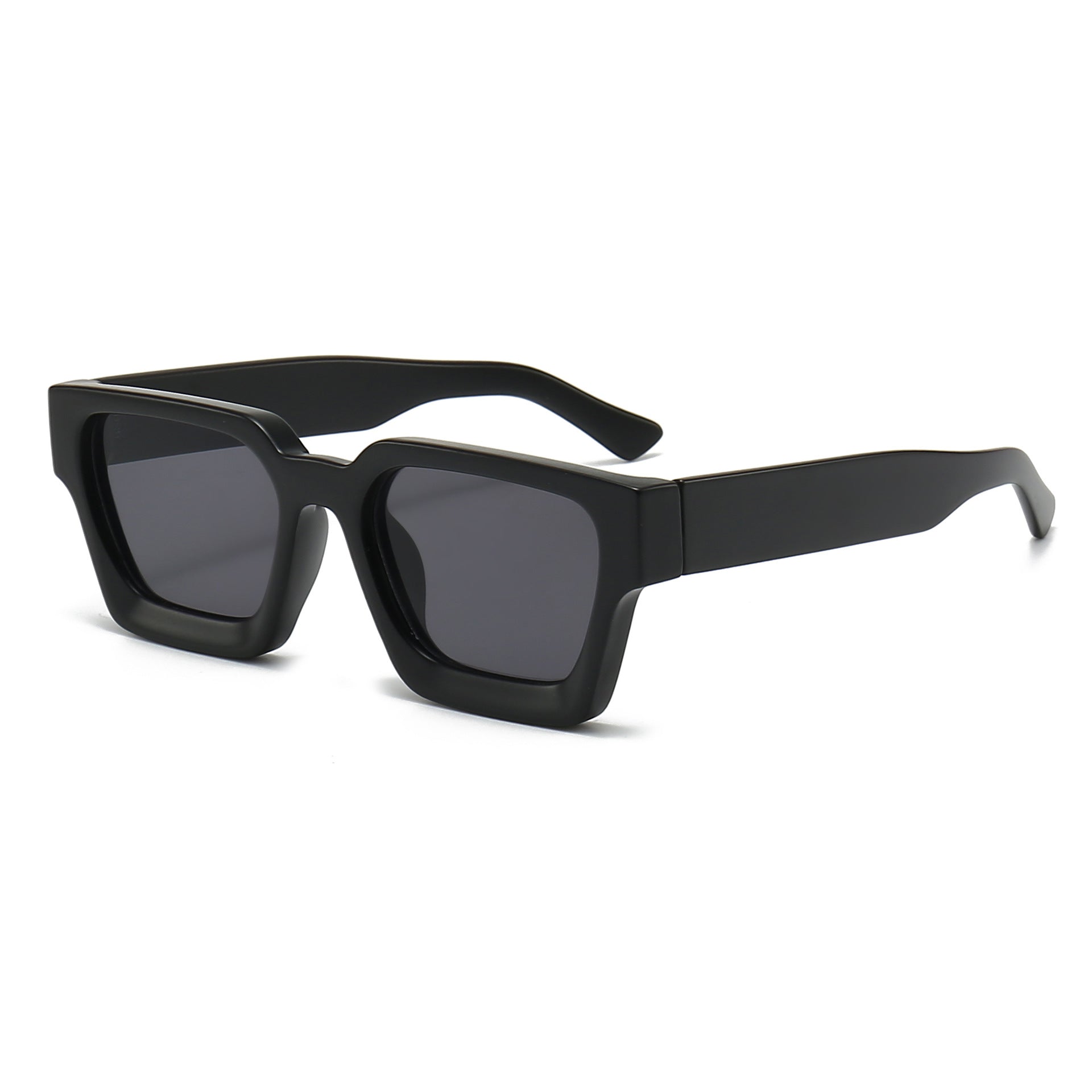 (6 PACK) Wholesale Sunglasses Square New Arrival Trendy Square Unique Oversized 2024 - BulkSunglassesWholesale.com - Matt Black Frame Black Black Lens