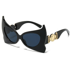 (6 PACK) Wholesale Sunglasses New Arrival Unique Fashion Trendy Bat 2024 - BulkSunglassesWholesale.com - Black Frame Black Lens