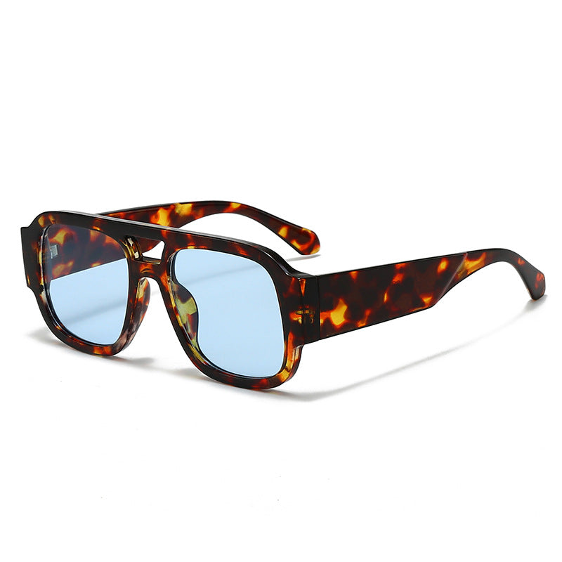 (6 PACK) Wholesale Sunglasses New Arrival Fashion Unisex Outdoor Sport Unique 2025 - BulkSunglassesWholesale.com - Leopard Print Frame Blue Lens