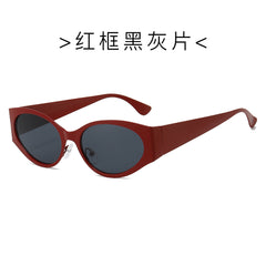 (6 PACK) Wholesale Sunglasses New Arrival Round Fashion Round Unisex 2024 - BulkSunglassesWholesale.com - Red Frame Black Black Lens