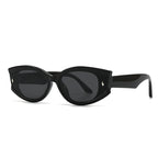 (6 PACK) Wholesale Sunglasses Round Trendy Street Women 2024 - BulkSunglassesWholesale.com - Black Black Grey