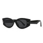 (6 PACK) Wholesale Sunglasses Round Trendy Street Women 2024 - BulkSunglassesWholesale.com - Black Black Grey
