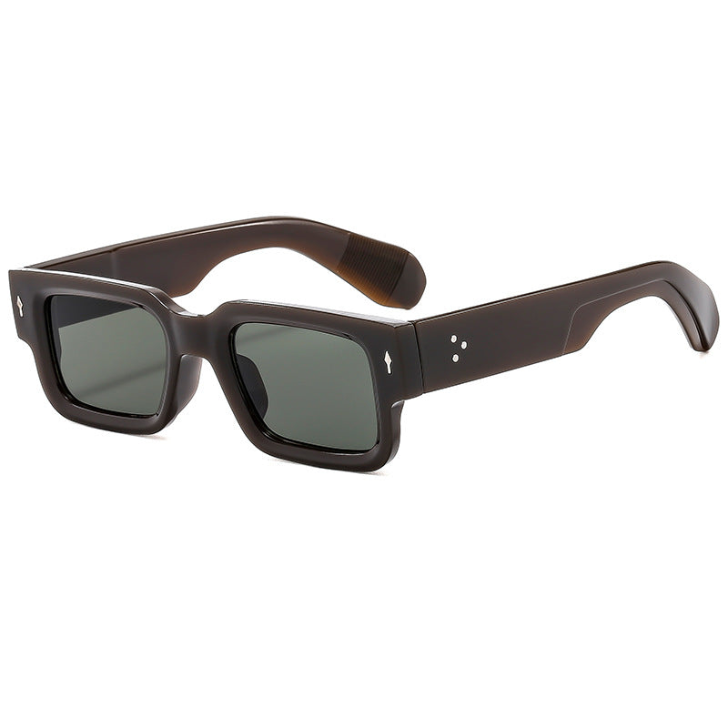(6 PACK) Wholesale Sunglasses Fashion Square Women Men Vintage 2024 - BulkSunglassesWholesale.com - Brown Frame Green Lens