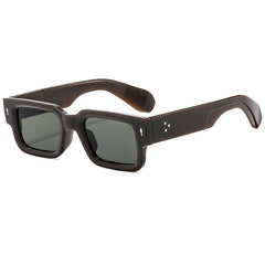 (6 PACK) Wholesale Sunglasses Fashion Square Women Men Vintage 2024 - BulkSunglassesWholesale.com - Brown Frame Green Lens