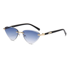 (6 PACK) Wholesale Sunglasses Fashion Triangle Cat Eye Women Unique Cut Edge 2024 - BulkSunglassesWholesale.com - Gradient Blue