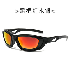 (6 PACK) Wholesale Sunglasses Outdoor New Arrival Unisex Outdoor Cycling Sport 2024 - BulkSunglassesWholesale.com - Black Frame Red Mirrored