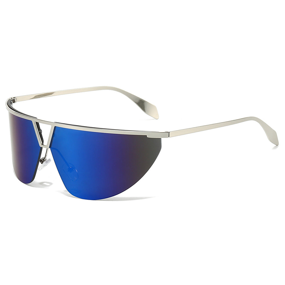 (6 PACK) Wholesale Sunglasses New Arrival Women Women Trendy 2024 - BulkSunglassesWholesale.com - Silver Frame Blue Mirrored