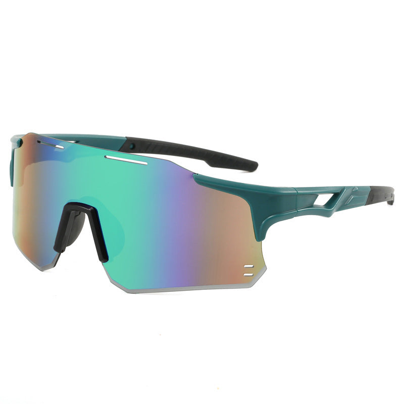 (12 PACK) Wholesale Sports Sunglasses New Arrival Outdoor Cycling Windproof Unisex Sport 2024 - BulkSunglassesWholesale.com - Green Frame Green Mirrored