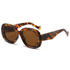 (6 PACK) Wholesale Sunglasses New Arrival Oval Unique Oversized Fashion 2024 - BulkSunglassesWholesale.com - Leopard Print Frame Tea Lens