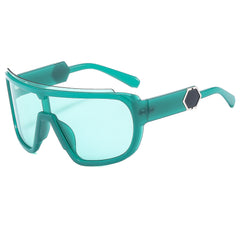 (6 PACK) Wholesale Sunglasses New Arrival Cycling Sport One Piece Outdoor Cycling Windproof Sport 2024 - BulkSunglassesWholesale.com - Green Frame Green Lens