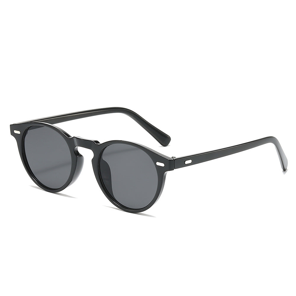 (6 PACK) Wholesale Sunglasses New Arrival Vintage Round Fashion Classic Unisex 2025 - BulkSunglassesWholesale.com - Black Frame Black Lens