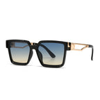 (6 PACK) Wholesale Sunglasses Street Square Small Women 2024 - BulkSunglassesWholesale.com - Black Frame Tea Blue