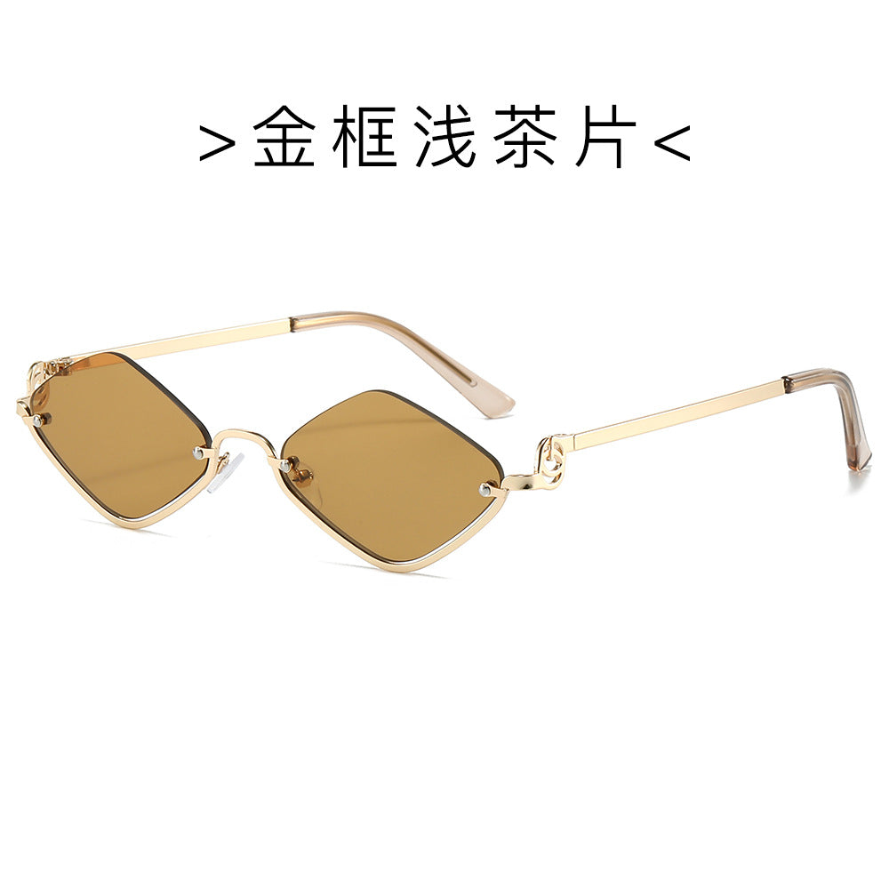 (6 PACK) Wholesale Sunglasses Fashion Metal Semirimless Unisex Trendy Unique 2024 - BulkSunglassesWholesale.com - Gold Frame Tea Lens