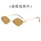 (6 PACK) Wholesale Sunglasses Fashion Metal Semirimless Unisex Trendy Unique 2024 - BulkSunglassesWholesale.com - Gold Frame Tea Lens