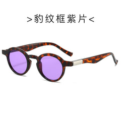 (6 PACK) Wholesale Sunglasses New Arrival Small Vintage Fashion 2024 - BulkSunglassesWholesale.com - Leopard Print Frame Purple Lens