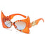 (6 PACK) Wholesale Sunglasses New Arrival Unique Fashion Trendy Bat 2024 - BulkSunglassesWholesale.com - Orange Frame Tea Blue Lens