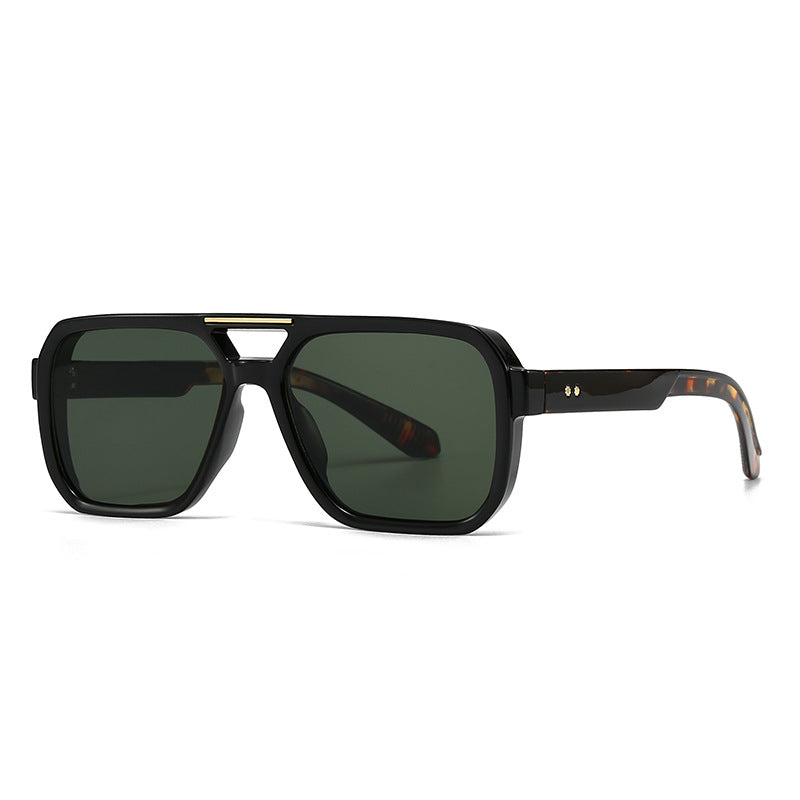 (6 PACK) Wholesale Sunglasses Trendy Street Vintage Antiblue Light 2024 - BulkSunglassesWholesale.com - Green Lens Leopard Print Temple