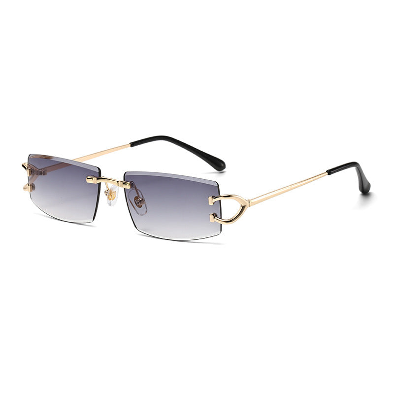 (6 PACK) Wholesale Sunglasses New Arrival Rimless Cut Edge Women Hip Hop 2024 - BulkSunglassesWholesale.com - Gold Frame Gradient Grey