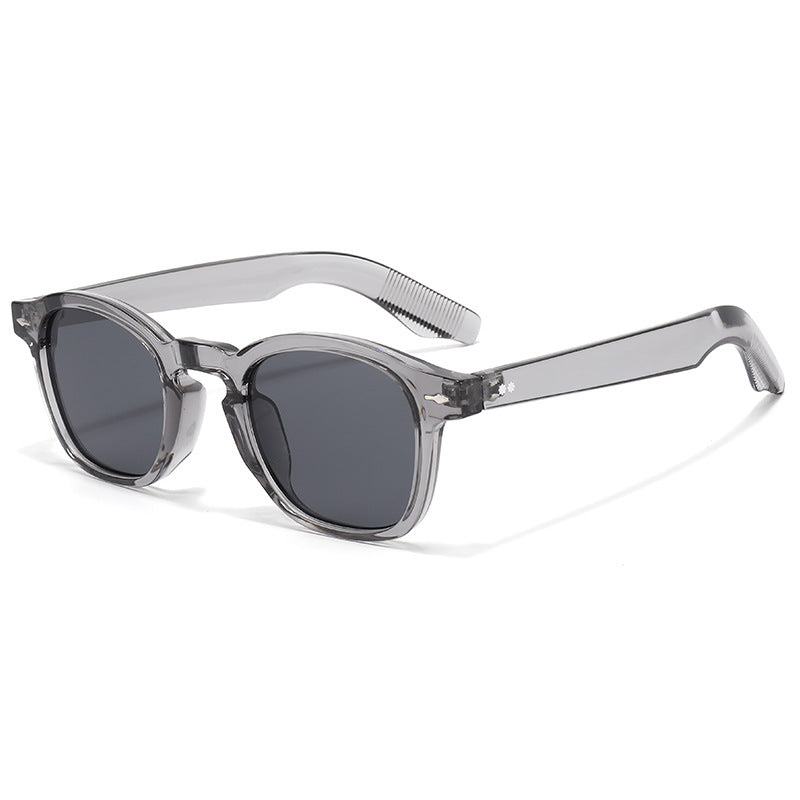 (6 PACK) Wholesale Sunglasses Rivet Trendy Fashion Women Street Vintage 2025 - BulkSunglassesWholesale.com - Grey Frame Black Lens