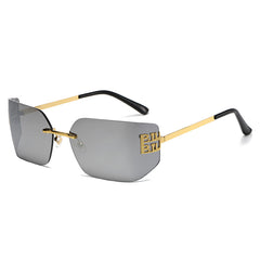 (6 PACK) Wholesale Sunglasses Vintage New Arrival 2024 - BulkSunglassesWholesale.com - Gold Frame Mirrored Lens