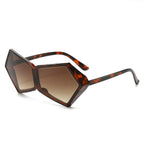 (6 PACK) Wholesale Sunglasses New Arrival Polygon Unique Triangle One Piece 2024 - BulkSunglassesWholesale.com - Leopard Print Frame Gradient Tea Lens