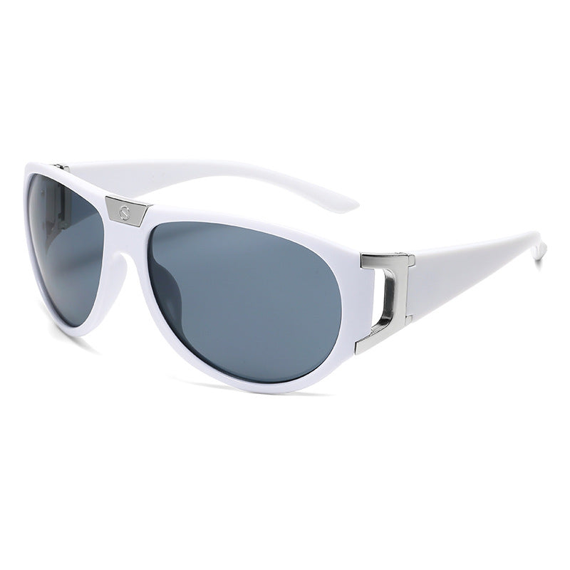 (6 PACK) Wholesale Sunglasses Unisex Fashion Outdoor Sport Cycling Futuristic Hip Hop Punk 2024 - BulkSunglassesWholesale.com - White Frame Grey