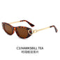 (6 PACK) Wholesale Sunglasses Square New Arrival Trendy Punk Women Street Fashion Round 2024 - BulkSunglassesWholesale.com - Leopard Print Frame Gradient Tea Lens