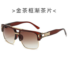 (6 PACK) Wholesale Sunglasses Metal Square Trendy Women 2024 - BulkSunglassesWholesale.com - Gold Tea Frame Gradient Tea Lens