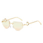 (6 PACK) Wholesale Sunglasses New Arrival Rimless Unique Metal Fashion Cut Edge Unisex 2024 - BulkSunglassesWholesale.com - Gold Frame Yellow Pink Lens