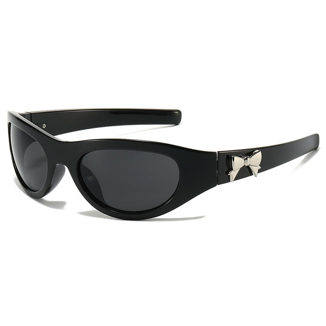 (6 PACK) Wholesale Sunglasses New Arrival Futuristic Outdoor Sport Cycling Butterfly Unisex 2024 - BulkSunglassesWholesale.com - Black Frame Black Lens Hover Image