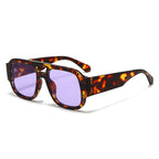 (6 PACK) Wholesale Sunglasses New Arrival Fashion Unisex Outdoor Sport Unique 2025 - BulkSunglassesWholesale.com - Leopard Print Frame Purple Lens