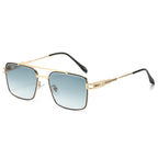 (6 PACK) Wholesale Sunglasses New Arrival Fashion Double Bridge Cut Edge Metal Men Women 2024 - BulkSunglassesWholesale.com - Gold Frame Gradient Green Lens